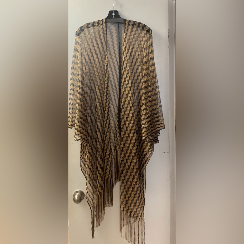 Chic Striped Fringe Coverup/wrap